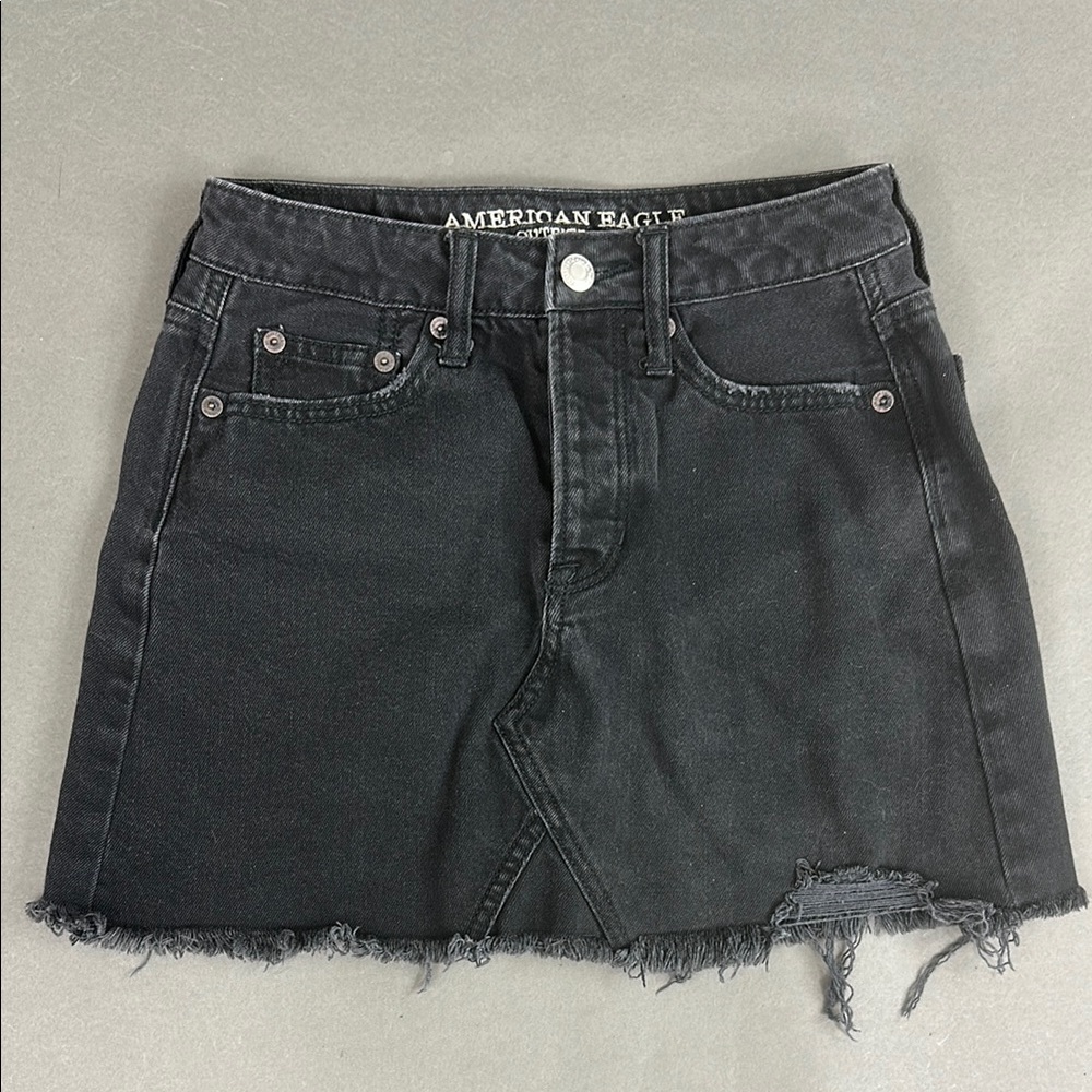 American Eagle Outfitters Charcoal Off/Black Denim Mini Skirt Size 00